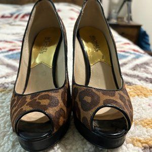 MICHAEL by Michael Kors Leopard Print Calf Hair Stiletto Shoes